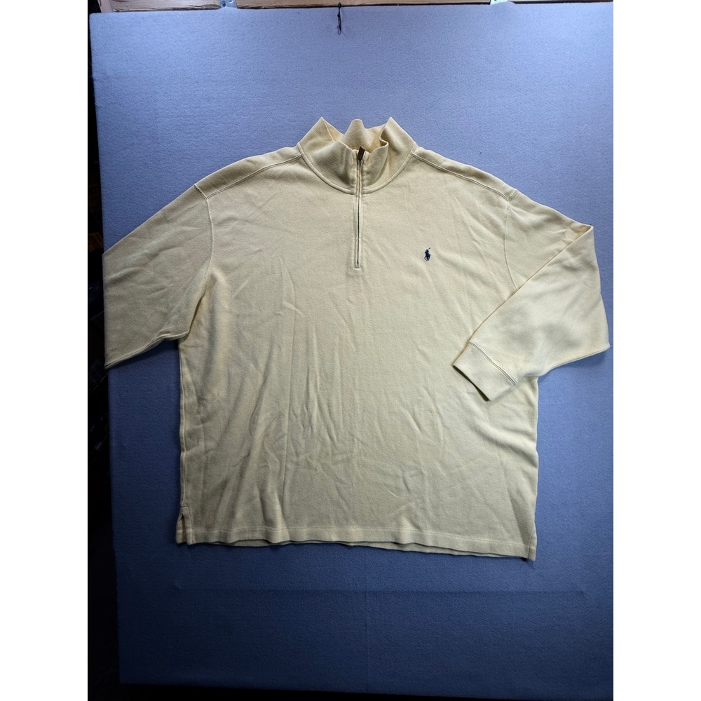 Polo Ralph Lauren Pullover Mens 4XB Yellow Quarter Zip Cotton Knit